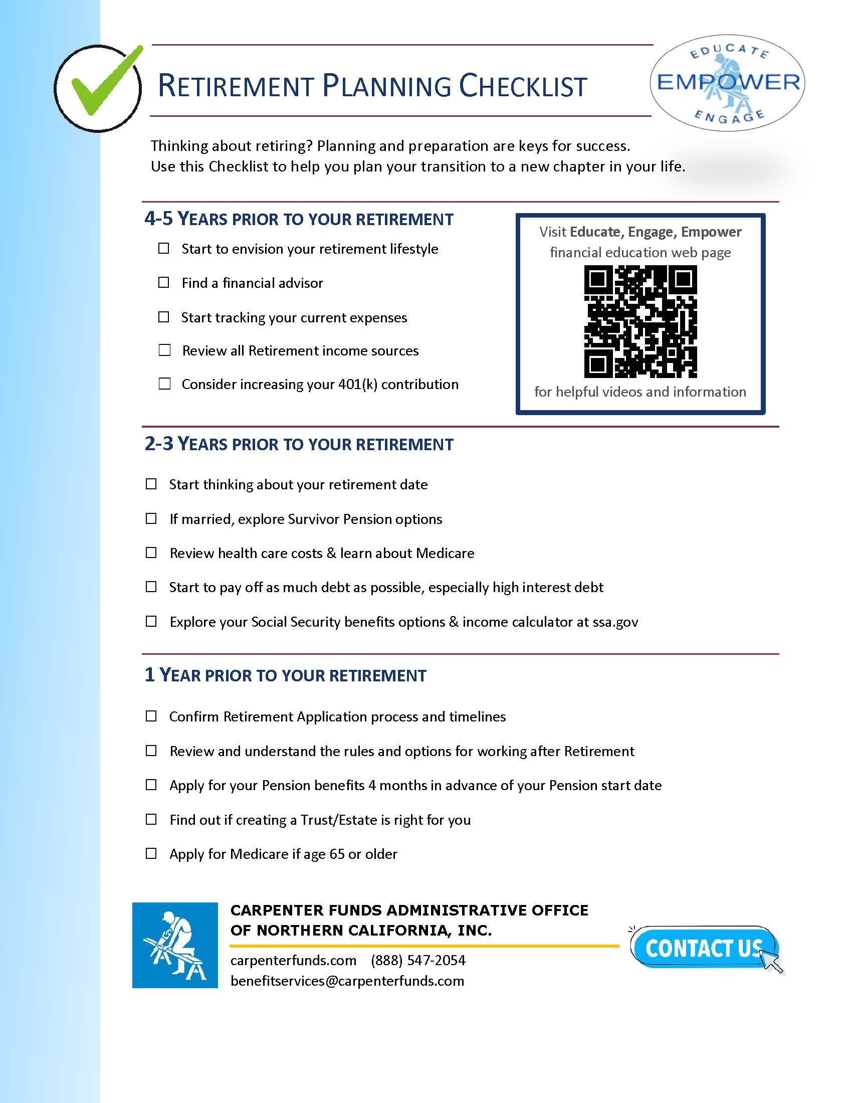 Pre Retirement Checklist PDF bw